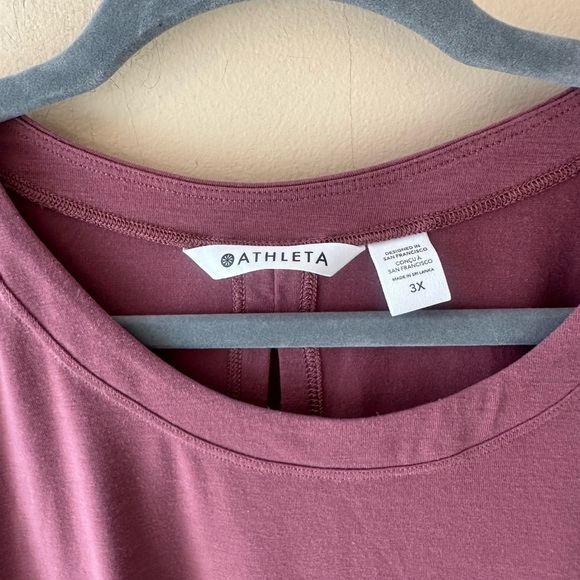 Athleta threadlight asym relaxed short sleeve tee 3X mauve pink purple - Picture 5 of 8